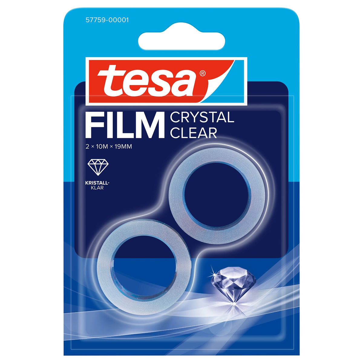 tesafilm CRYSTAL CLEAR, transparent, kristall-klar im Blister, 10 m x 19 mm