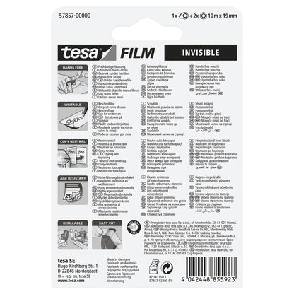 tesafilm Mini-Abroller + 2 Rollen Invisible, matt-weiß, für Rollen bis 19 m