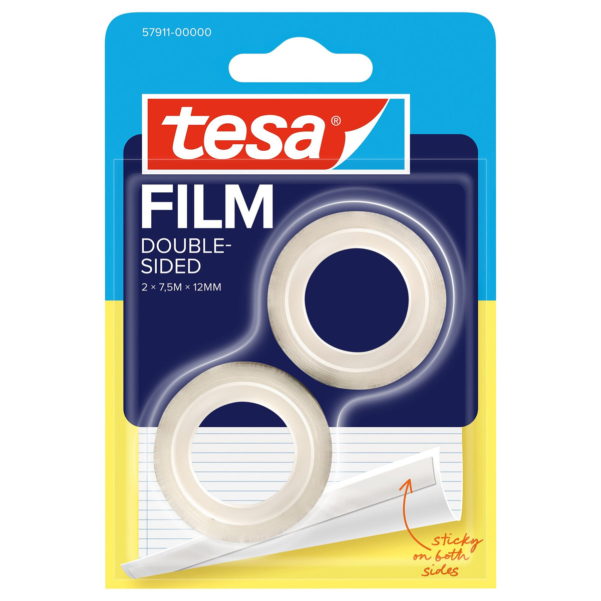 tesafilm DOUBLE-SIDED, transparent, im Blister, 7,5 m x 12 mm