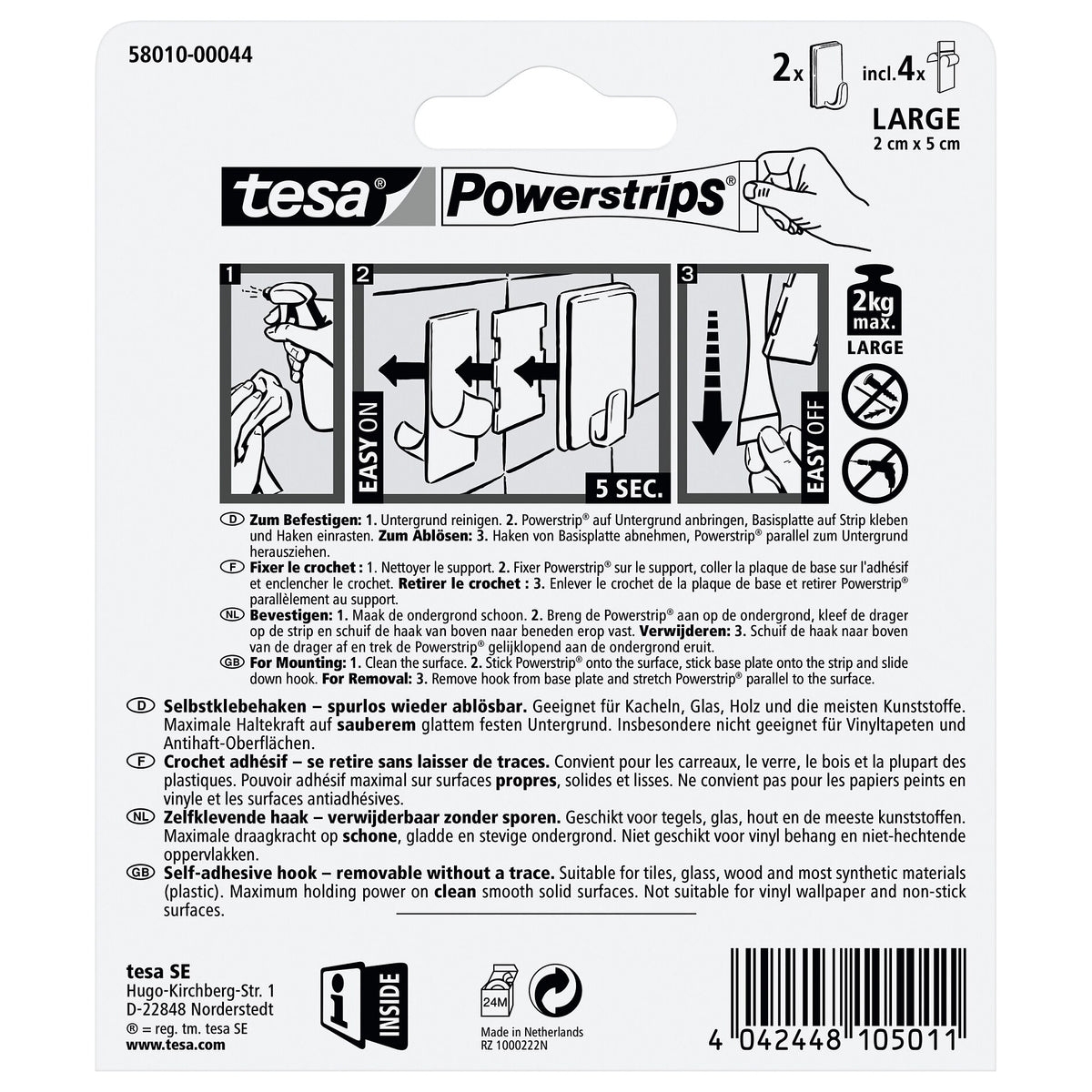 tesa Powerstrips Haken Large Classic weiß
