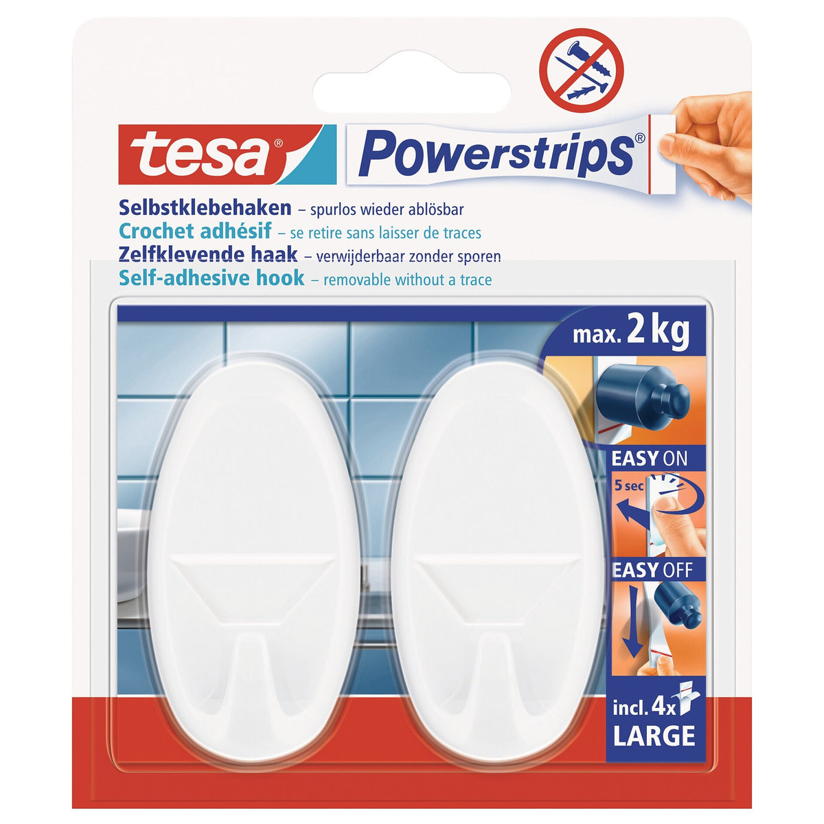 tesa Powerstrips Haken Large OVAL weiß