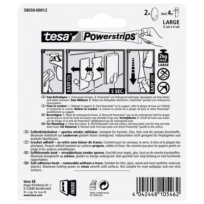 tesa Powerstrips Haken Large OVAL chrom