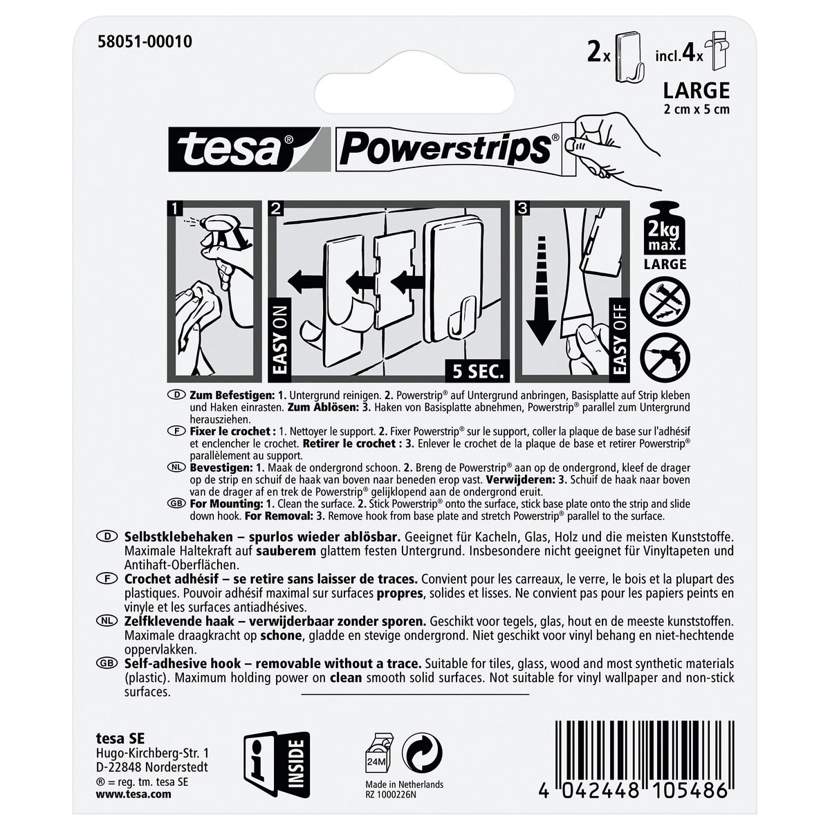 tesa Powerstrips Haken Large Classic chrom