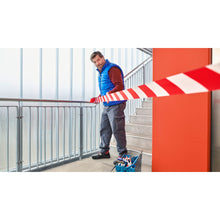 tesa 58137PE Signal – neadhezívna výstražná páska, 100 m x 80 mm, červeno-biela – použitie