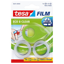 tesafilm Mini odvíjač + 2 rolky Eco Clear, zelené
