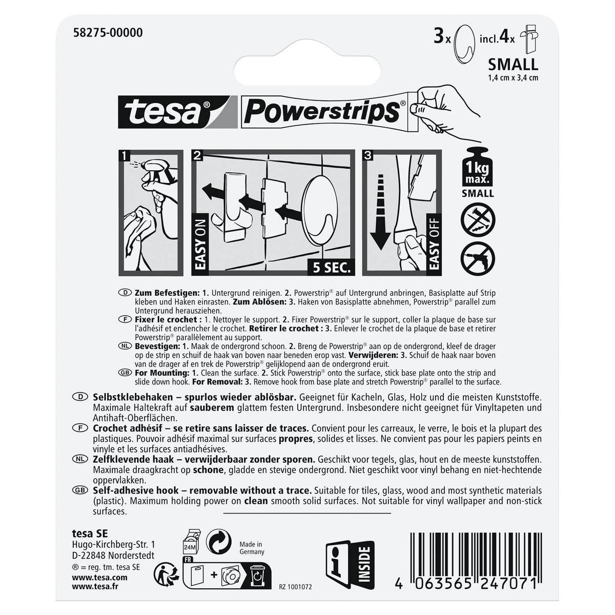 tesa Powerstrips Haken Small Oval schwarz