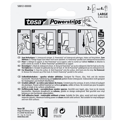 tesa Powerstrips Transparent Haken LARGE matt-chrom