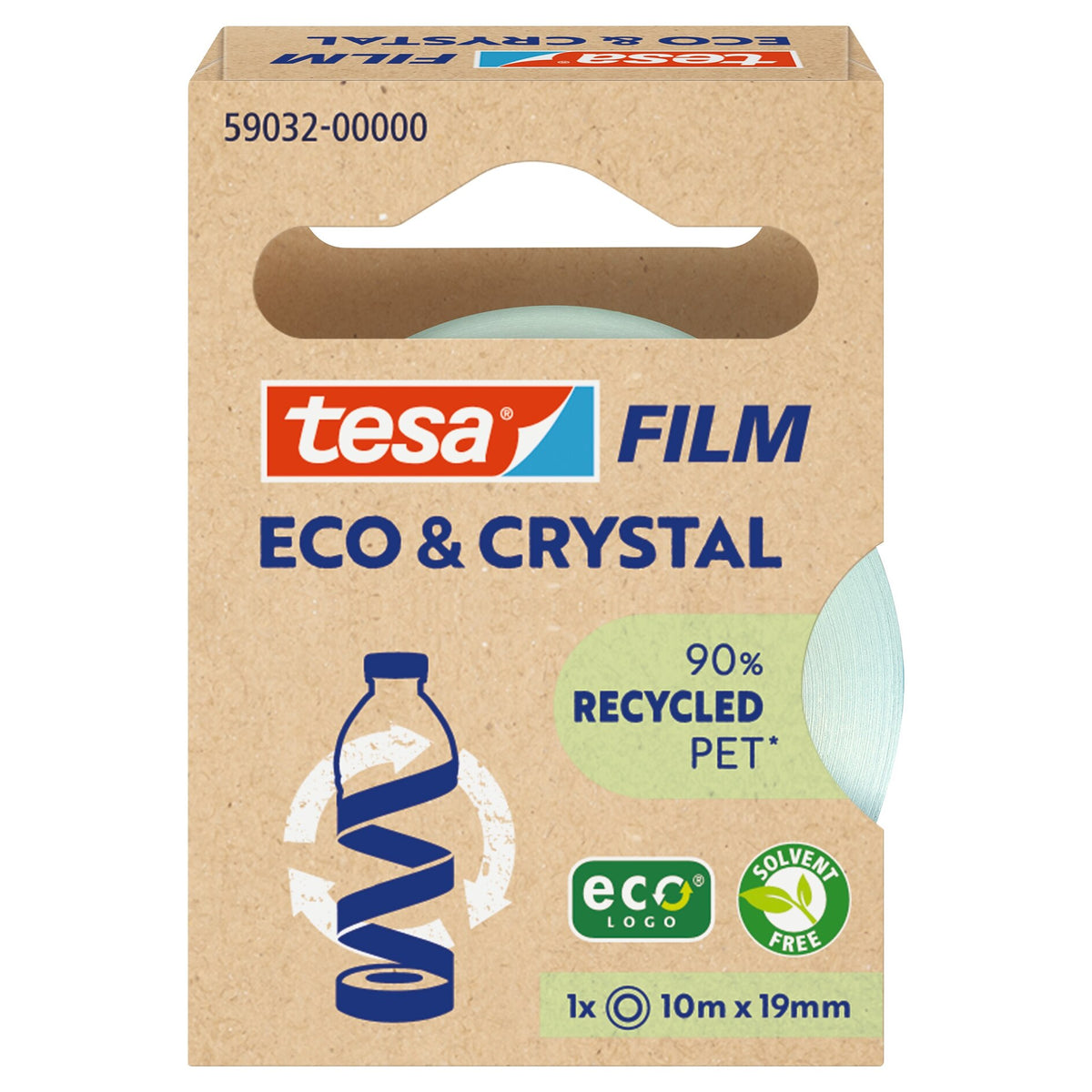 tesafilm Eco & Crystal, transparent, in Hängefaltschachtel, 10 m x 19 mm