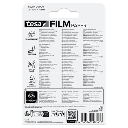 tesafilm PAPER, transparent, im Blister, 10 m x 19 mm
