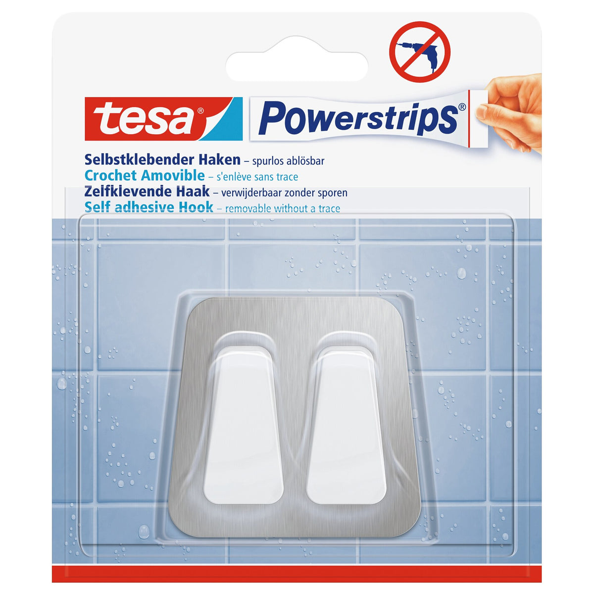 tesa Powerstrips Doppelhaken Waterproof Metall-Kunststoff, weiß