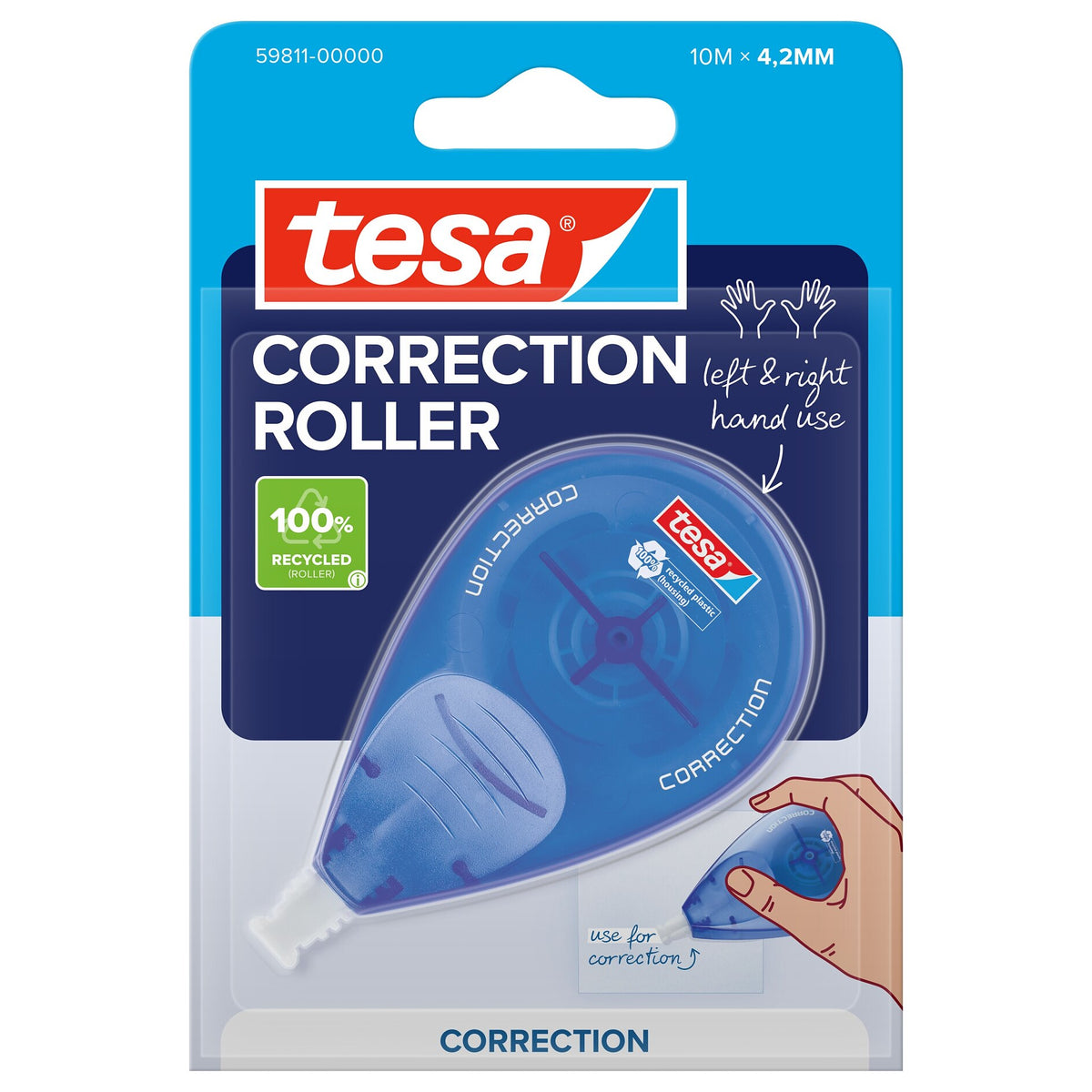tesa CORRECTION ROLLER na jedno použitie, 10 m x 4,2 mm, biela, v blistri, 1 ks