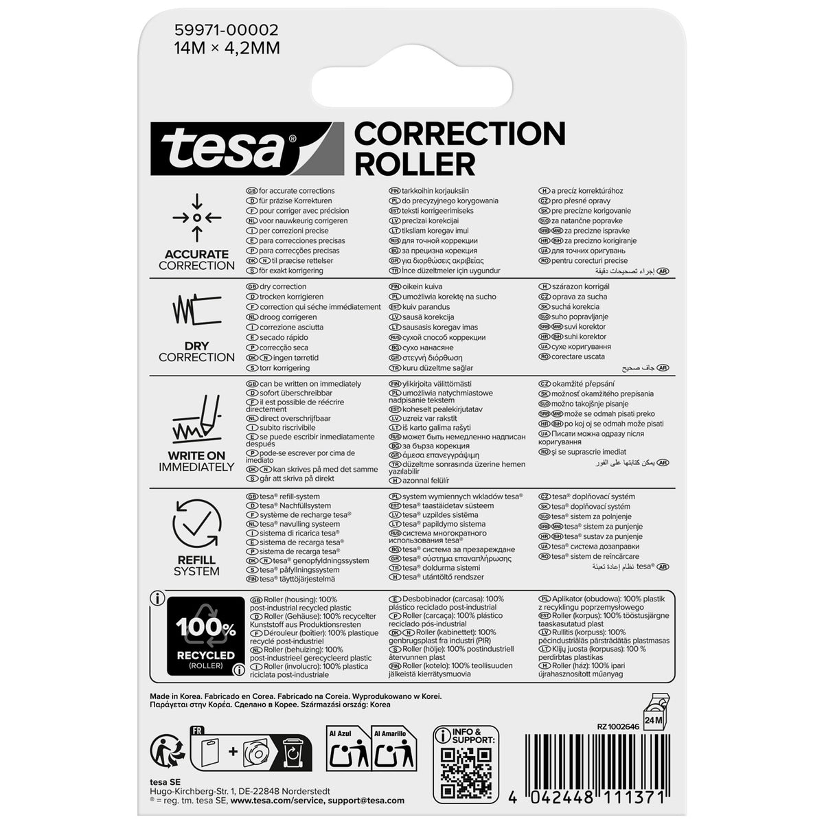tesa CORRECTION ROLLER, biela, v blistri, 14 m x 4,2 mm