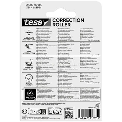 tesa CORRECTION ROLLER, biela, v blistri, náplň, 14 m x 8,4 mm