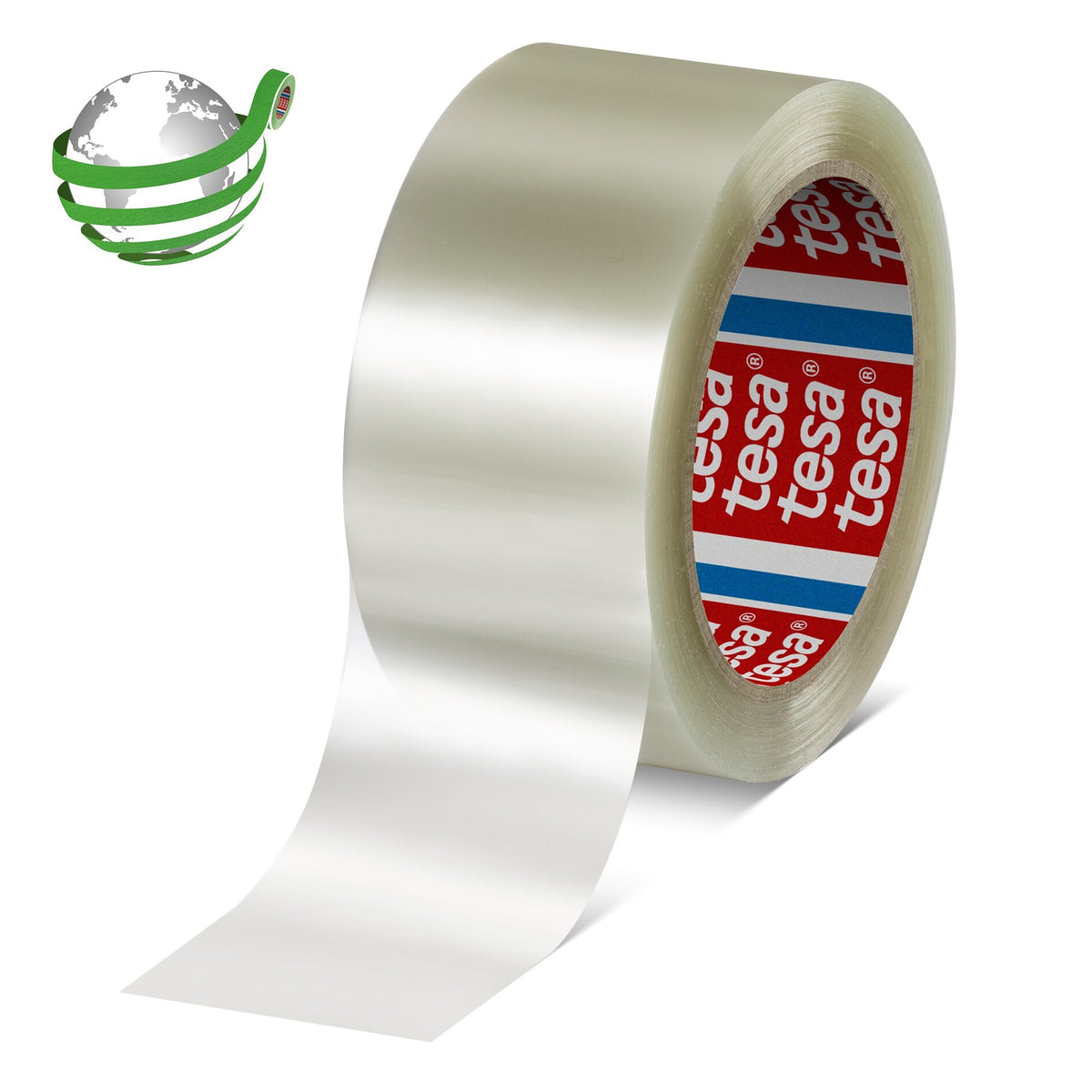 tesa 60412 Packband aus recyceltem Polyester, 66 m x 50 mm, transparent