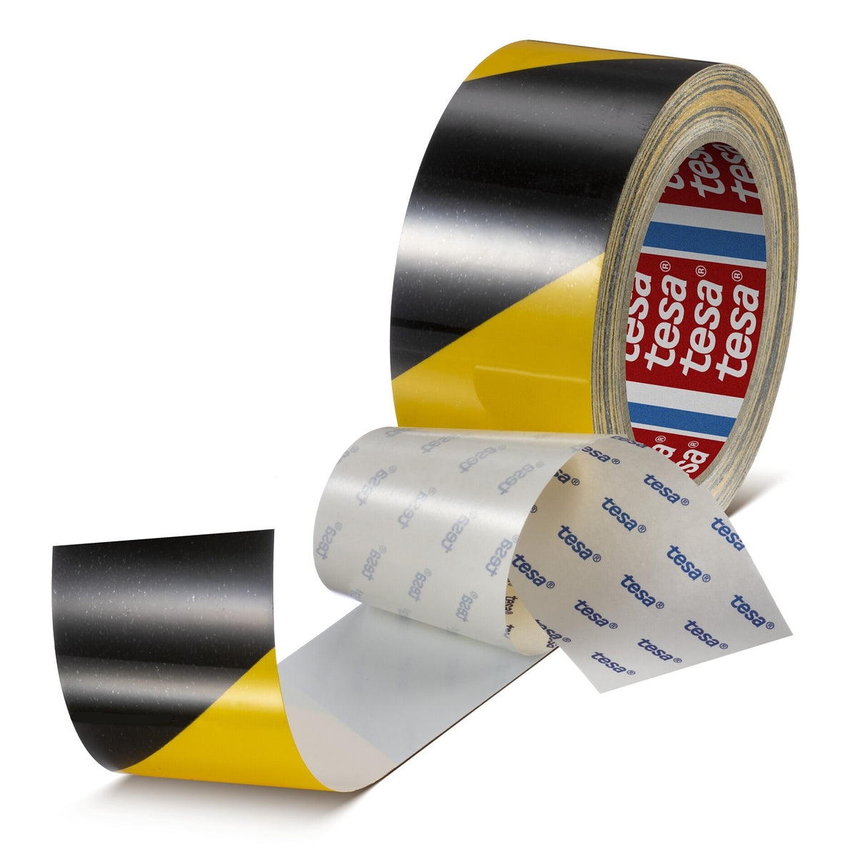 tesa 60960 kratzfestes PET Bodenmarkierungsband, 20 m x 50 mm schwarz-gelb