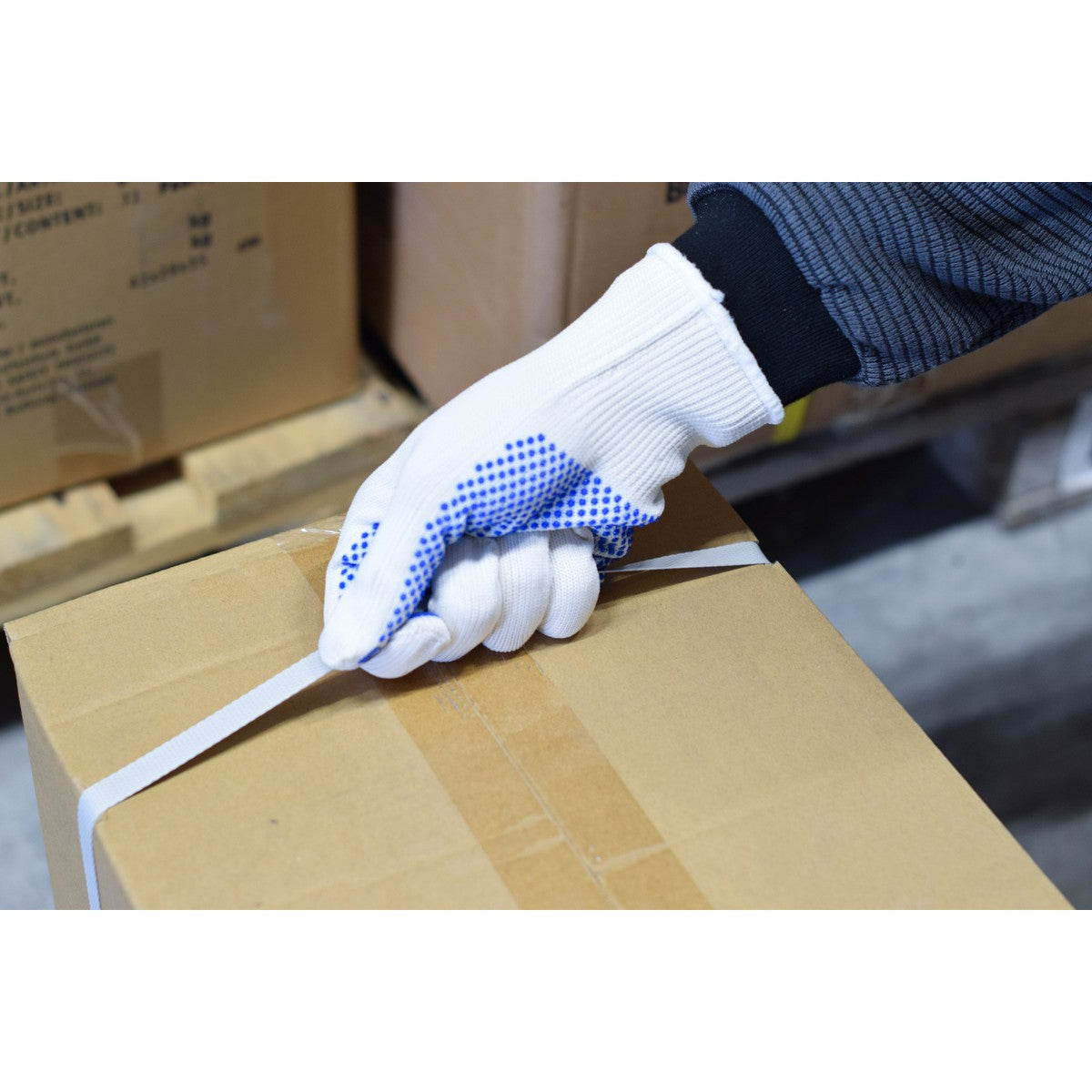 NITRAS pletené rukavice, nylon / bavlna, biela / modrá