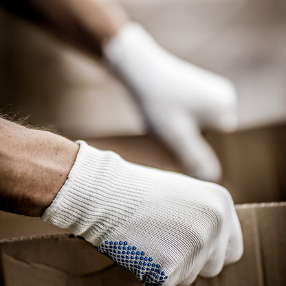 NITRAS pletené rukavice, nylon / bavlna, biela / modrá