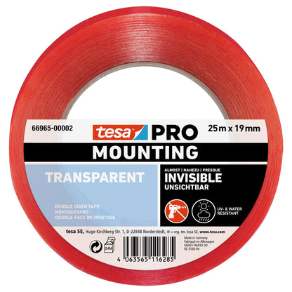 tesa PRO 66965 Mounting Transparent 25 m x 19 mm