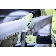 NITRAS TAEKI WINTER CUT, ochranné rukavice proti porezaniu, neónovo žltá / čierna