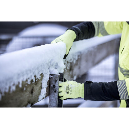NITRAS TAEKI WINTER CUT, ochranné rukavice proti porezaniu, neónovo žltá / čierna