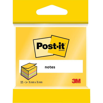 Balenie kociek 3M Post-it® Notes (76x76 mm, 450 listov/blok, 100% PEFC) od 3M Deutschland GmbH je vybavené logom, obrázkom naskladaných poznámok, "Notes" a žltým obalom.