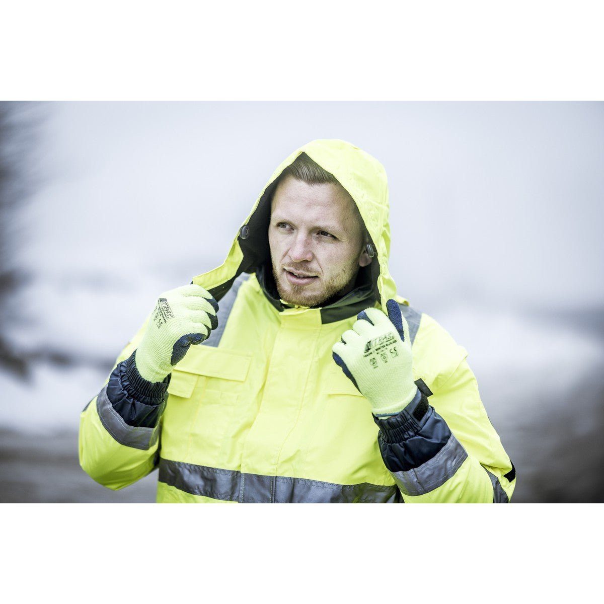 NITRAS WINTER BLOCKER, zimné rukavice, neónová žltá / modrá
