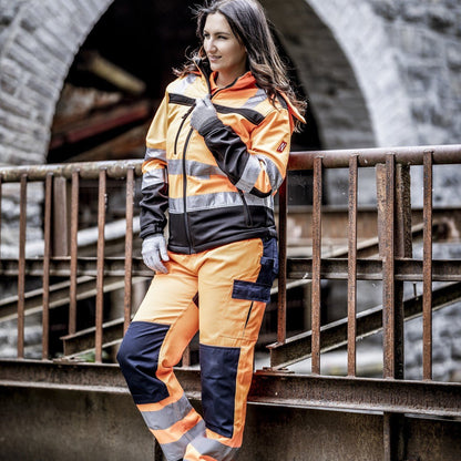 NITRAS MOTION TEX VIZ, vysoko viditeľná softshellová bunda, neónovo oranžová / čierna