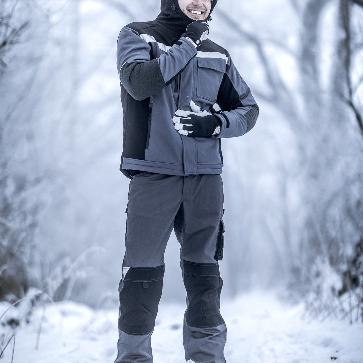 NITRAS DEXTER WINTER, rukavice pre mechanikov, šedá / čierna