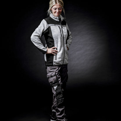 NITRAS MOTION TEX PLUS, pletená softshellová bunda, svetlošedá / čierna