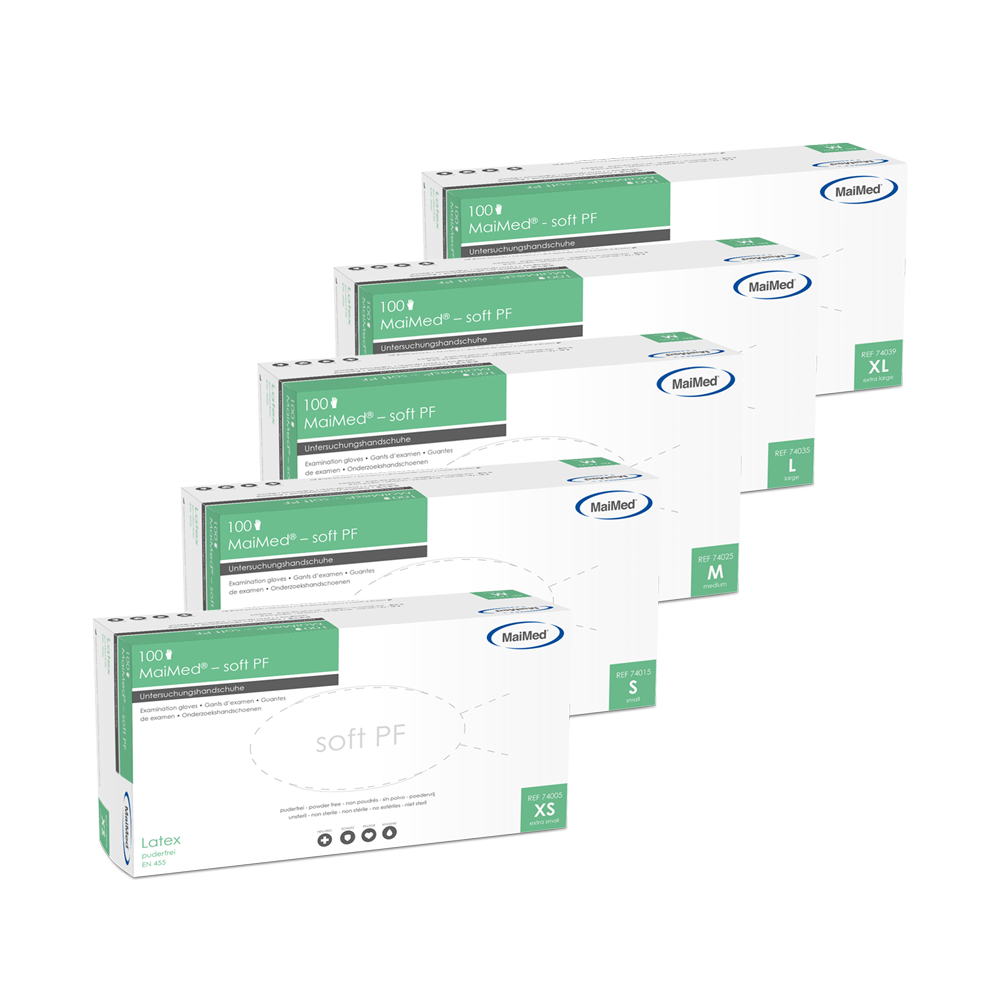 MaiMed-soft PF latexové vyšetrovacie rukavice nesterilné bez púdru 100 kusov/krabička