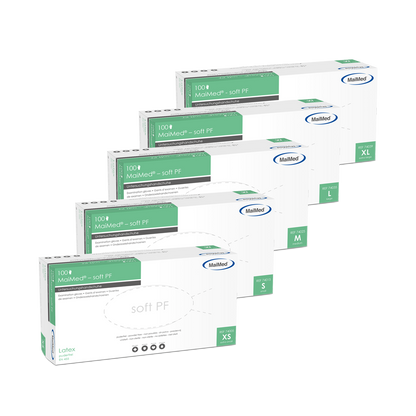 MaiMed-soft PF latexové vyšetrovacie rukavice nesterilné bez púdru 100 kusov/krabička