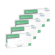 Mäkké latexové vyšetrovacie rukavice MaiMed, nesterilné, práškové, 100 kusov/krabička