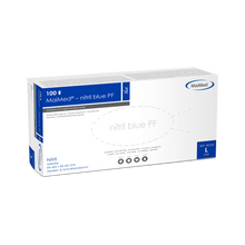 MaiMed-nitrilová modrá PF Blue, nesterilná, prášok. Bezlatexové rukavice 100 kusov/krabička