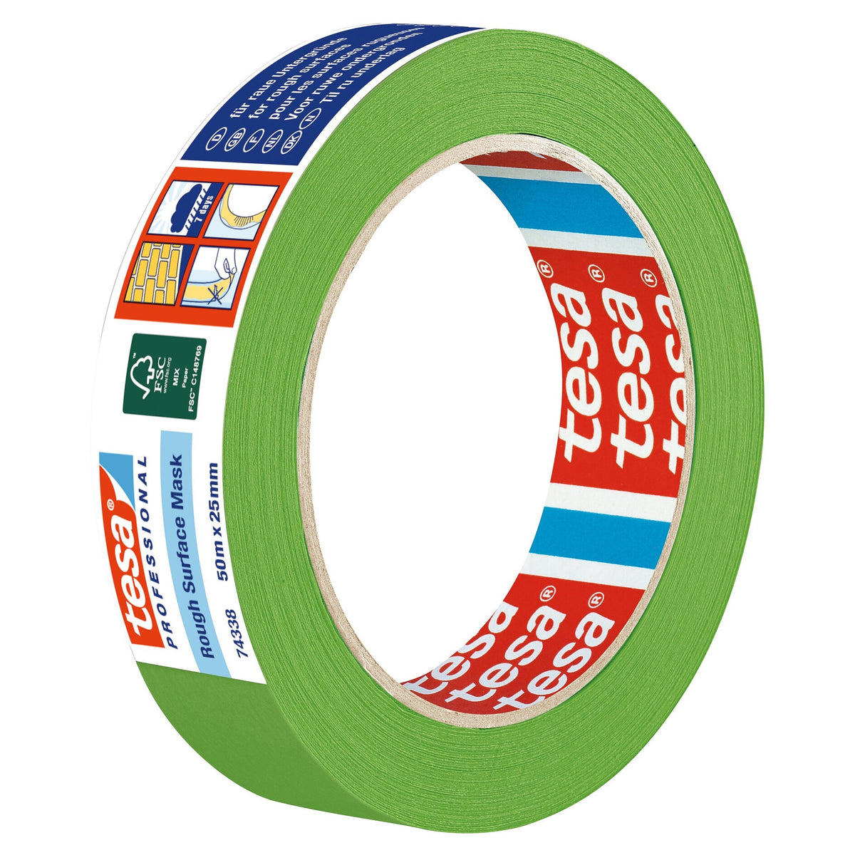 tesa Professional 74338 Rough Surface Abdeckband, grün 50 m x 25 mm