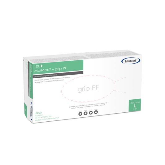 MaiMed-grip PF, nesterilné latexové vyšetrovacie rukavice bez púdru