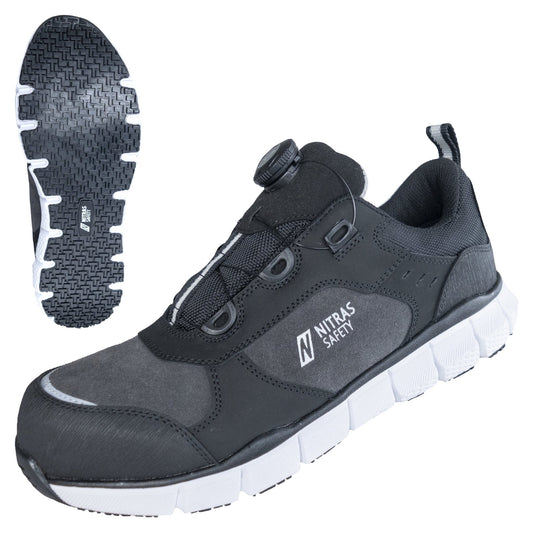 NITRAS SONIC STEP FIT, S3S FO HRO SC SR bezpečnostné poltopánky, šedá / čierna