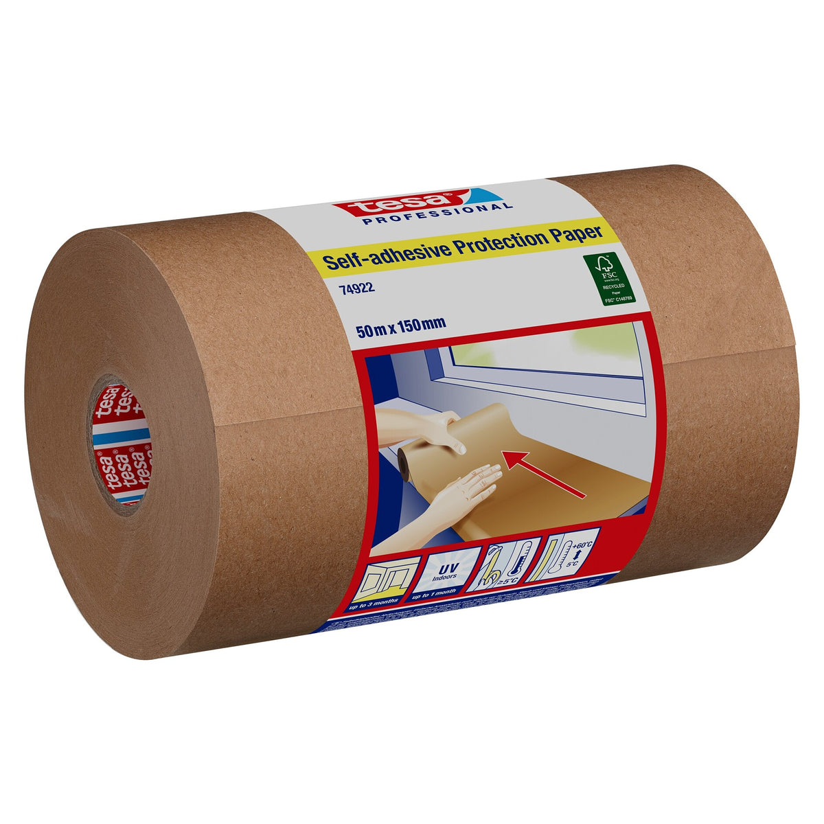tesa Professional 74922 Selbstklebendes Schutzpapier, chamois 50 m x 150 mm