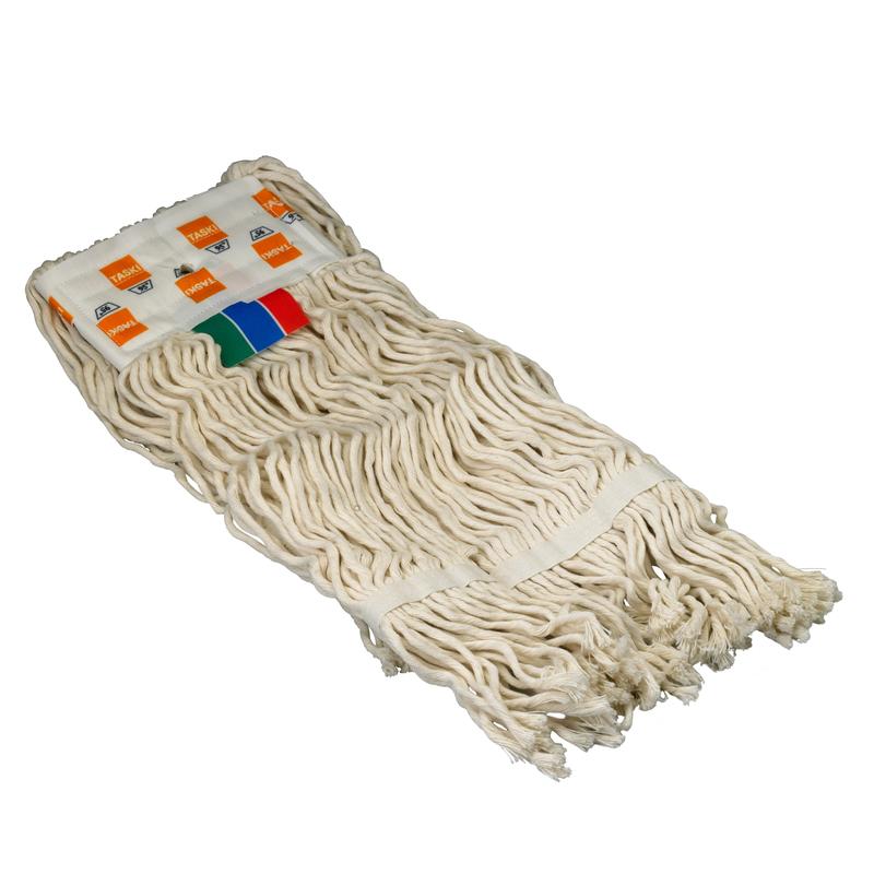 TASKI Duo Mop strapce (300 g) od Diversey Deutschland majú savé 100% bavlnené strapce so zosilnením pásky, farebnými etiketami, sú prateľné do 95°C a ideálne pre TASKI Duo Mop systémy. Kartón s 2 baleniami.