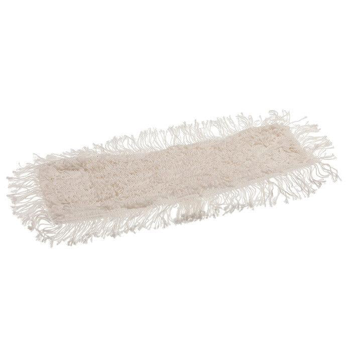Pravouhlý biely TASKI Multi Mop mopovací návlek od Diversey Deutschland GmbH & Co. OHG s okrajmi s strapcami, navrhnutý na trvalé čistenie podláh, leží plochý na bielom pozadí.
