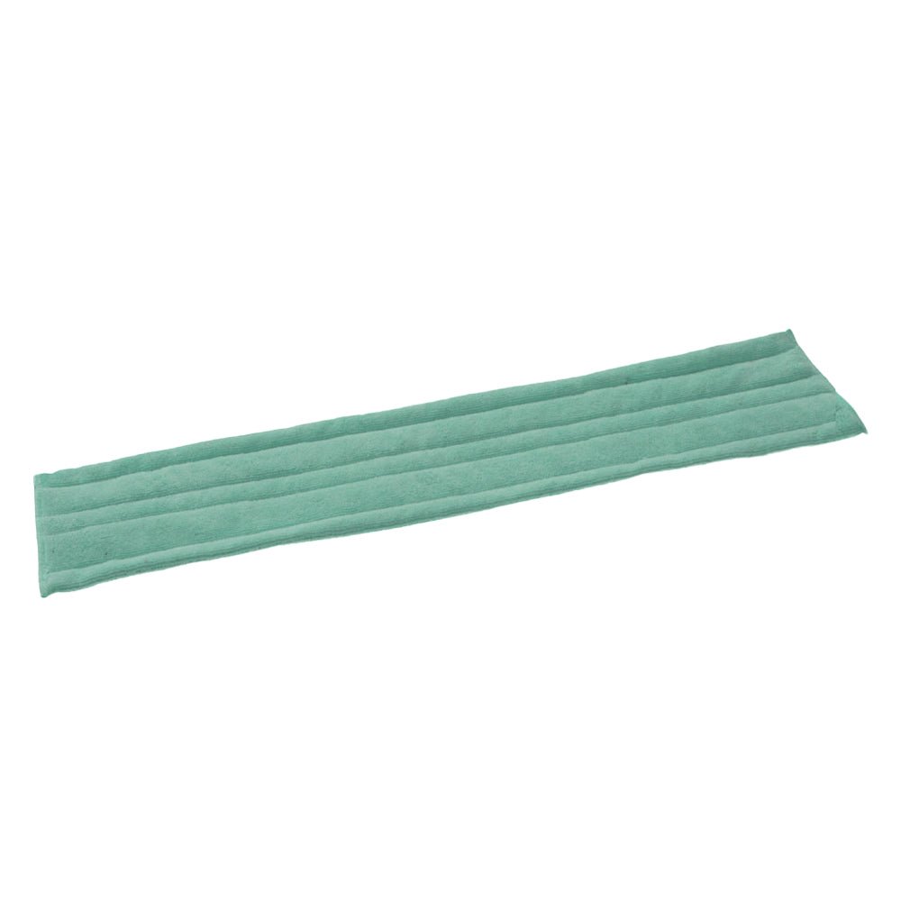 Rektangulárny zelený TASKI Jonmaster Standard Dry Mop s mikrofázovými návlekmi na suchý zips od Diversey Deutschland GmbH & Co. OHG s paralelnými prešívacími líniami a suchým zipsom je umiestnený na bielom pozadí.