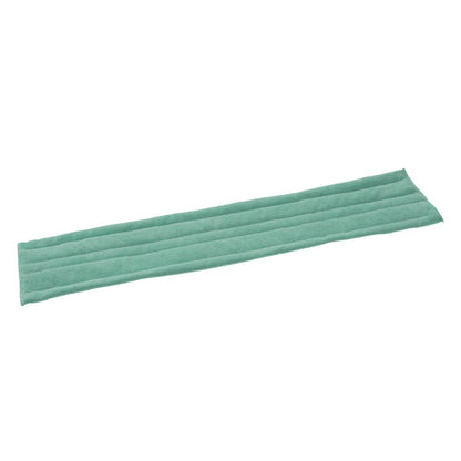 Rektangulárny zelený TASKI Jonmaster Standard Dry Mop s mikrofázovými návlekmi na suchý zips od Diversey Deutschland GmbH & Co. OHG s paralelnými prešívacími líniami a suchým zipsom je umiestnený na bielom pozadí.