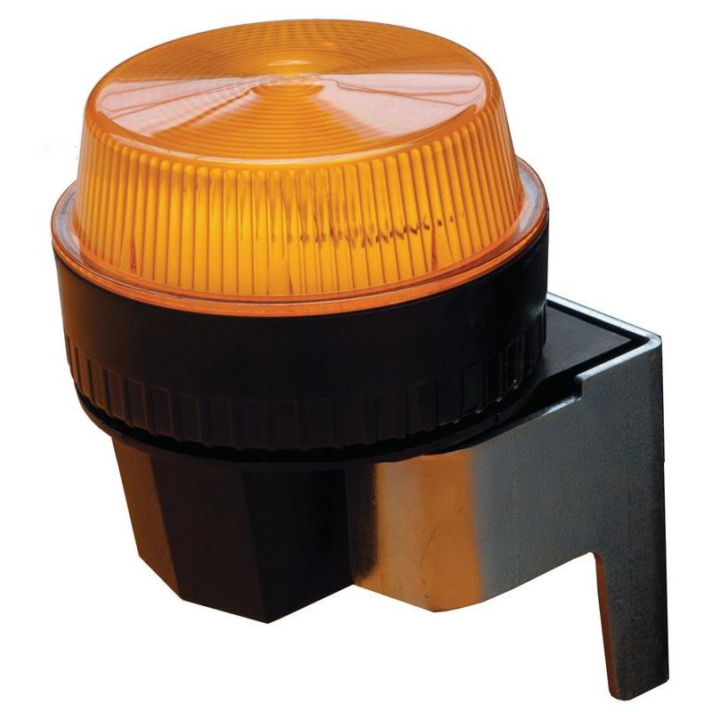 Detailný záber na Diversey Blitzlichtset swingo 4000/5000, rebrované, žlté výstražné svetlo s čiernym podstavcom a držiakom pre TASKI swingo 4000/5000 stroje - ideálne pre profesionálne čistiace úlohy.