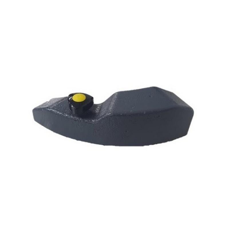 Čierne, nepravidelne tvarované 10kg prídavné závažie od Diversey Deutschland GmbH & Co. OHG pre čistiaci stroj ERGODISC FLEXX, s malým okrúhlym žltým tlačidlom na vrchole, je zobrazené na jednoduchom bielom pozadí. Balenie: 1 kus.