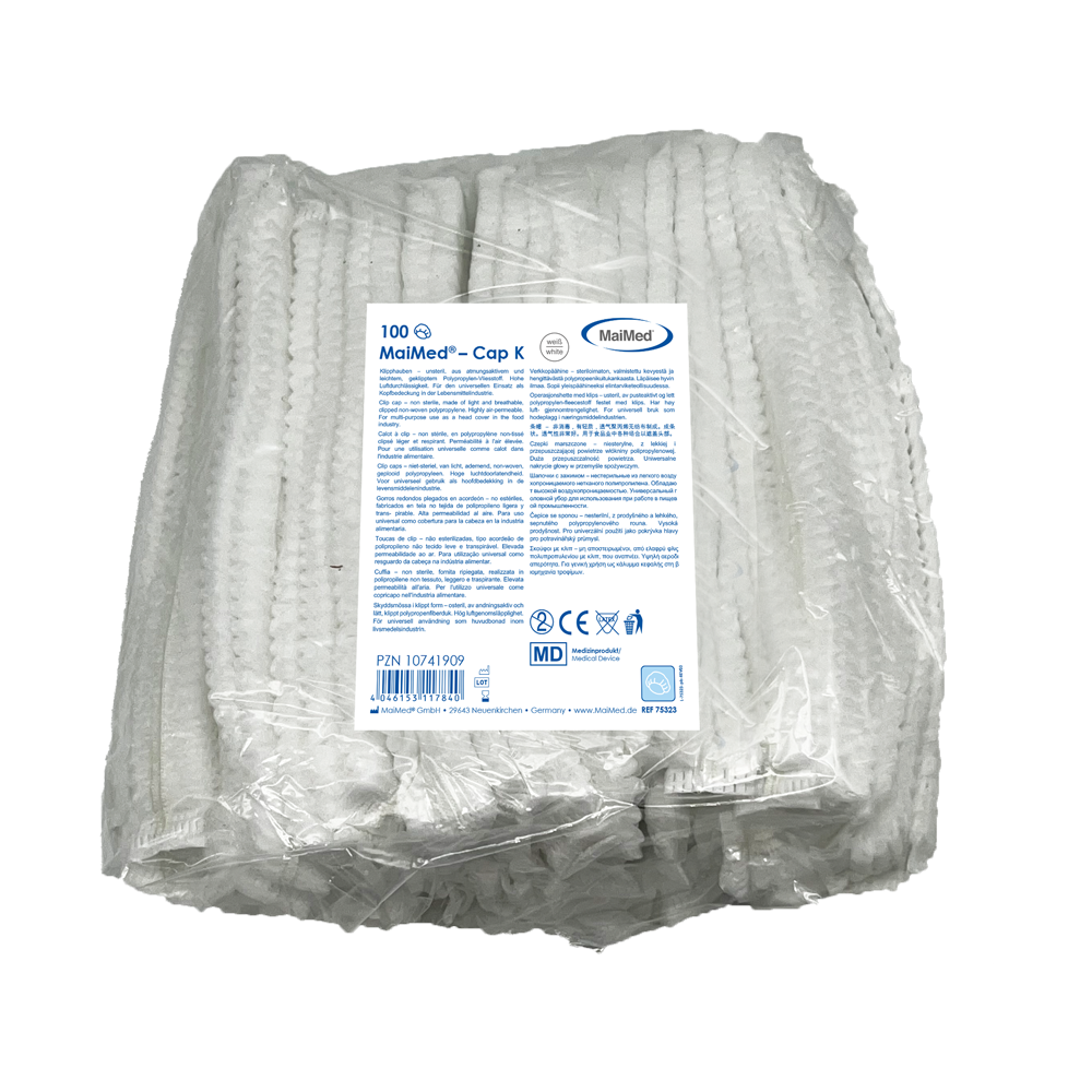 MaiMed-Cap K, klipsový uzáver z PP, 100 kusov/vrecko