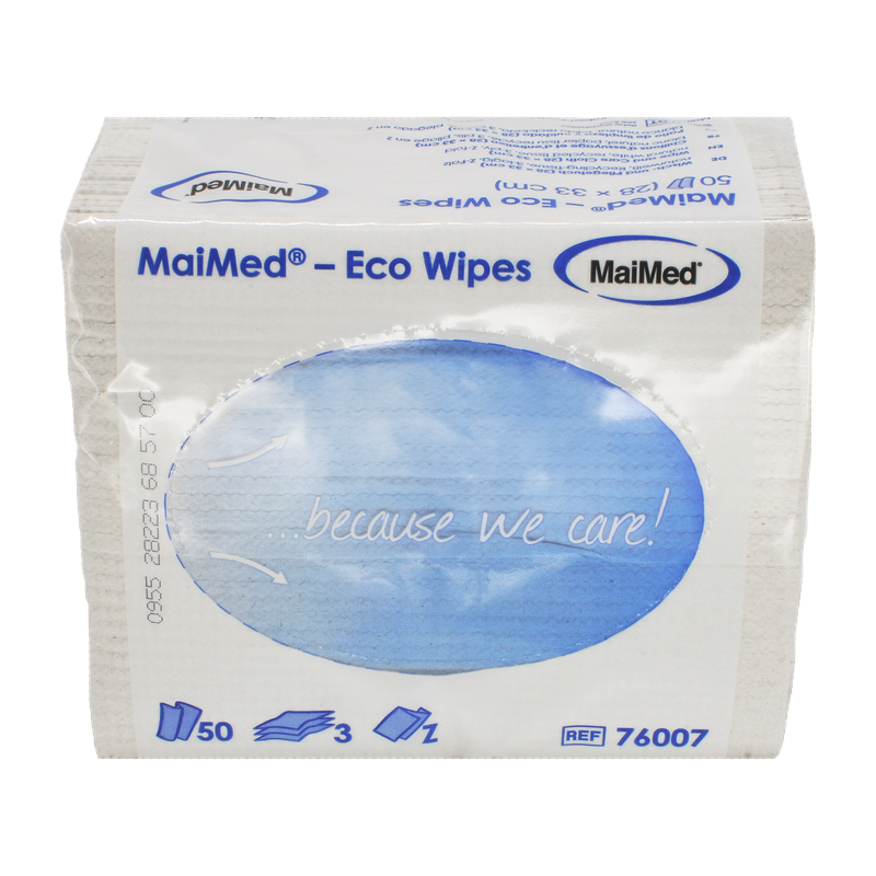 MaiMed- Eco Wipes - utierka a ošetrujúca handrička, 28x33 cm recyklovaná vreckovka, prírodná biela, 3-vrstvová, 50 kusov/bal. Balenie (50 kusov)