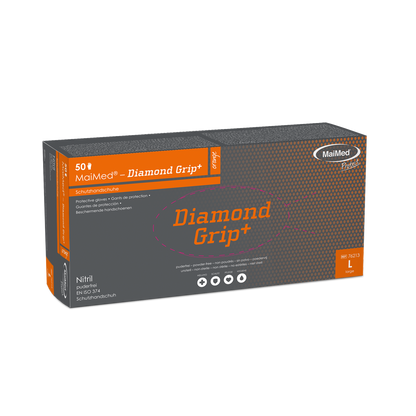 MaiMed-Diamond Grip+ oranžové, nesterilné nitrilové rukavice bez latexu