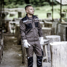 NITRAS SPLIT STAR 1, rukavice z hovädzej štiepenky, prírodná farba / šedá, EN 388 bavlna | Balenie (12 párov)