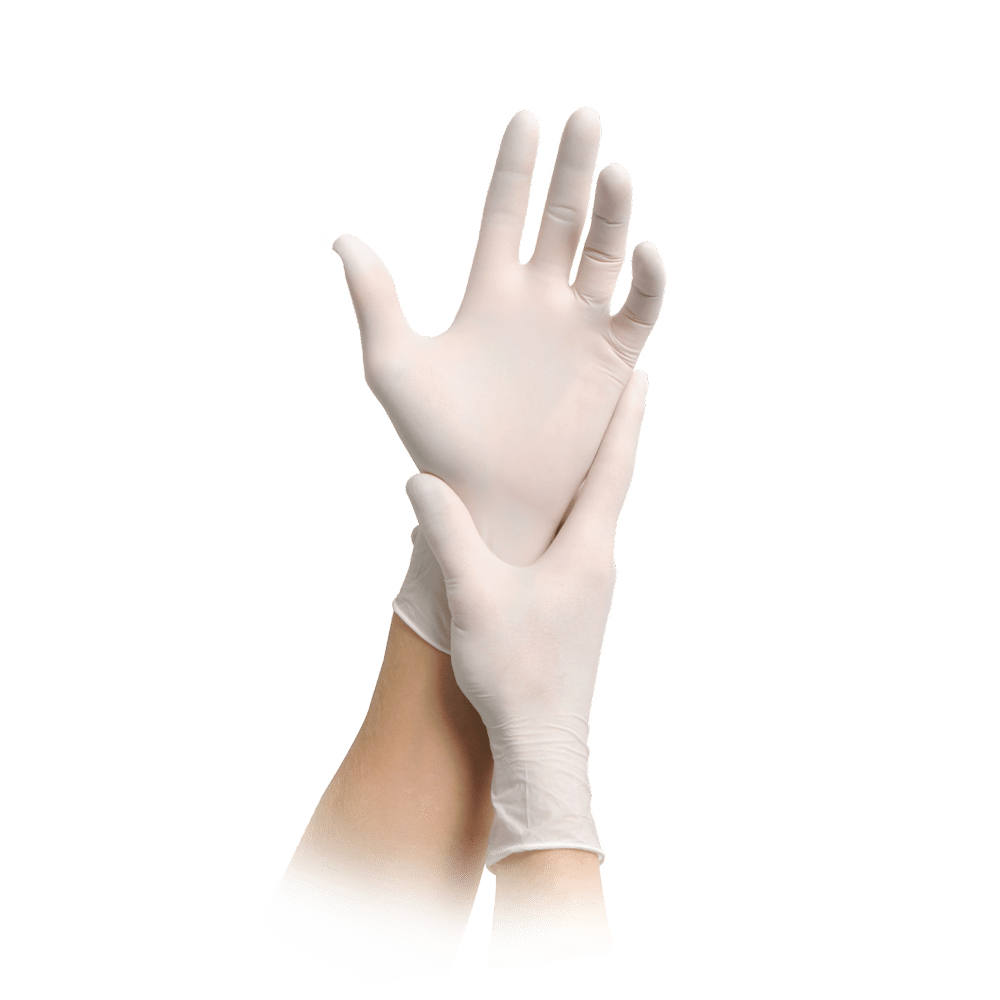 MaiMed-solution 100 biele nesterilné rukavice bez latexu, biele, 100 kusov/škatuľka