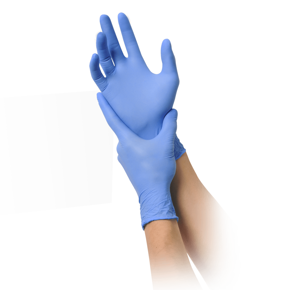 MaiMed-solution 100 rukavíc bez latexu, modrofialové, nesterilné bez prášku, 100 kusov/škatuľka
