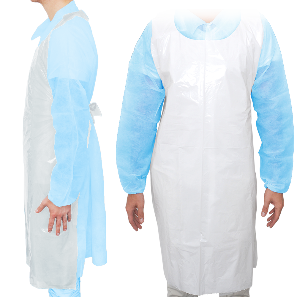 MaiMed-Apron Light PE, zástera z PE 75x120cm biela, 100 kusov/bal., blokovaná, hladký povrch | Balenie (100 kusov)